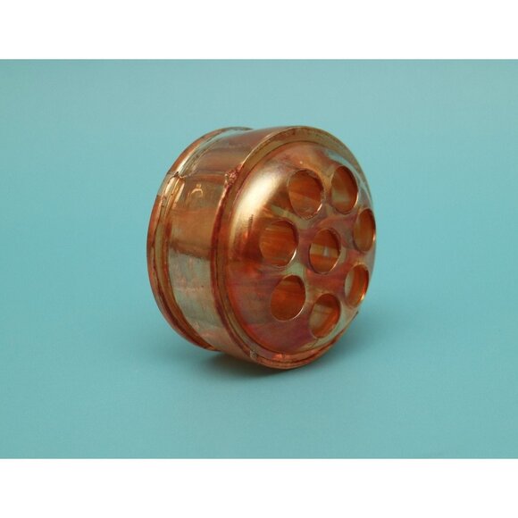 Vintage Marigold Carnival Glass 8 Hole 2 1/4 Inch Flower Frog - Picture 1 of 7